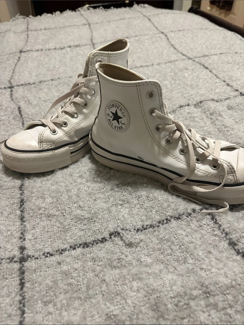 Converse Kids White High-Top Canvas Sneakers with Black Trim